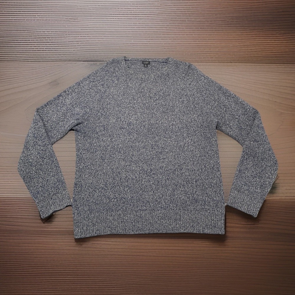 J Crew Lambswool Sweater Men's XL Blue Gray Marled Style 31899 Quiet‎ Luxury